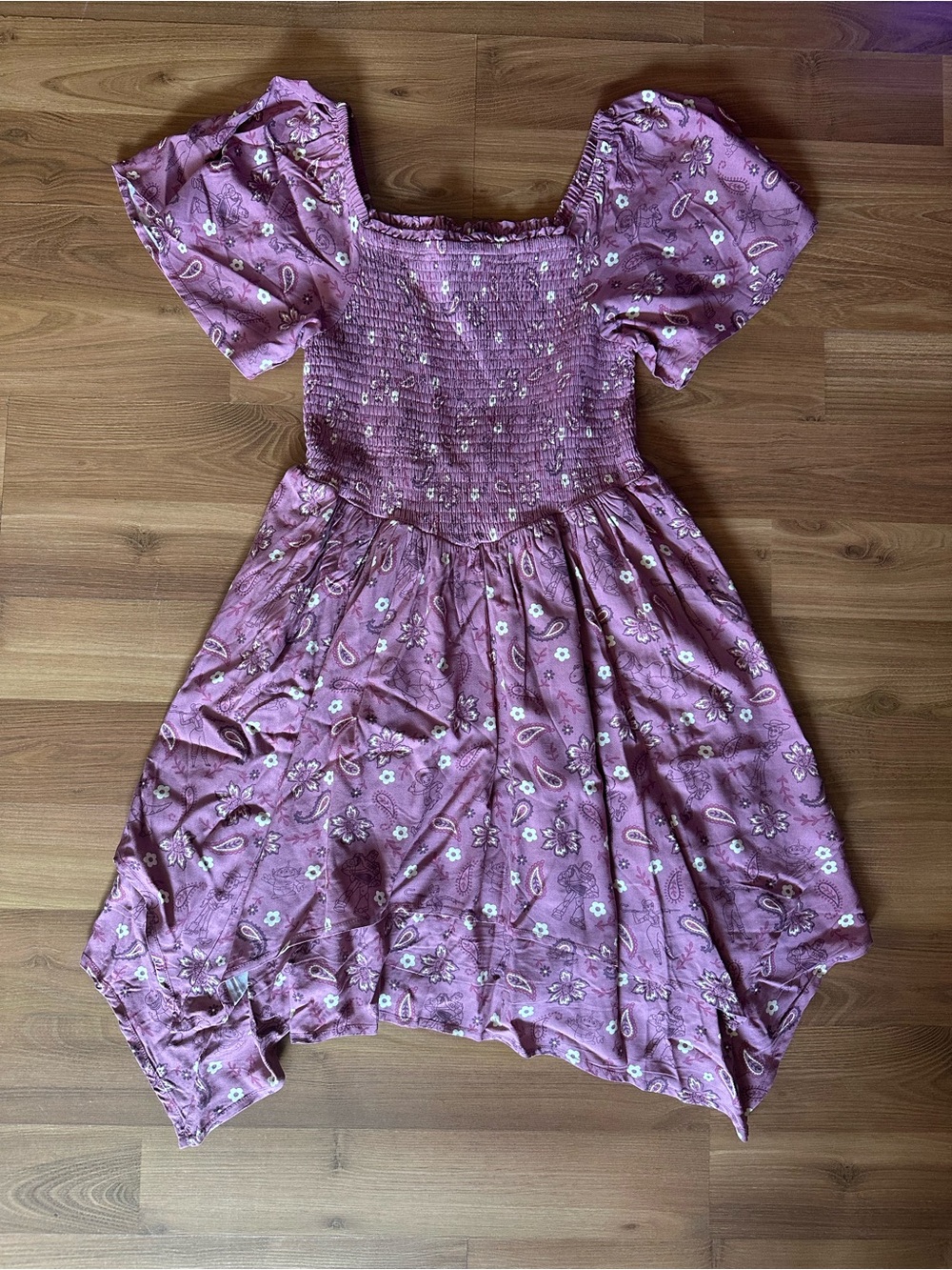 Smocked Puff-Sleeve Midi Dress in Dusty Pink Disney Pixar Toy Story